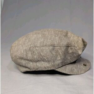 Conner Hats Mens M Bashford Flat Cap Tan Linen Cotton‎ Leather Trim Y1268-2 Rare
